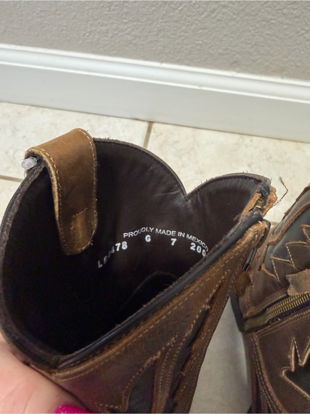 Lane Brown Leather Western Zip Cowboy Ankle Boots - Picture 5 of 5